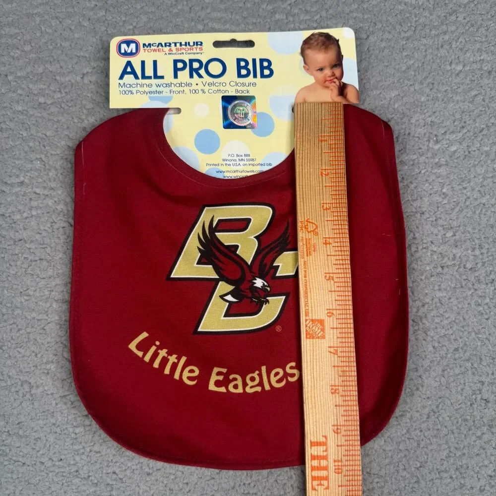 Boston College Baby Bib Red Little Eagles Fan NCAA Infant McArthur All‎ Pro NWT